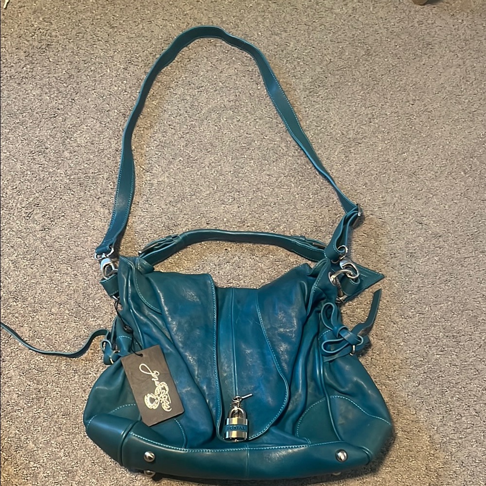 Sorial Teal Leather Shoulder Bag